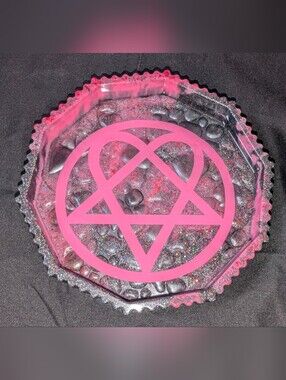 Handmade Pink Heartagram Resin Trinket Tray